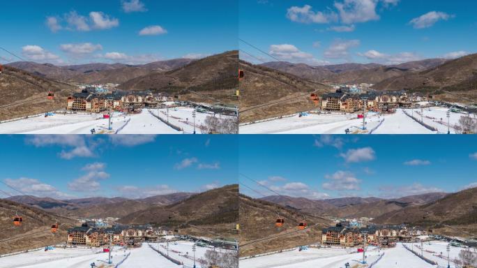 欧式滑雪小镇风光延时摄影素材4K视频