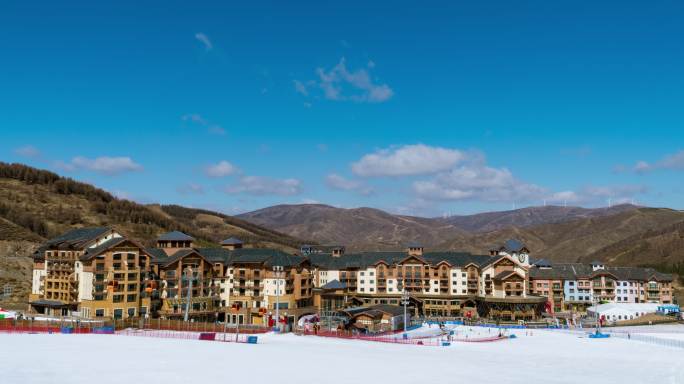 欧式小镇滑雪场延时摄影素材4K视频