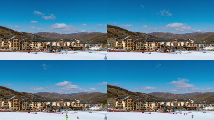 欧式小镇滑雪场延时摄影素材4K视频