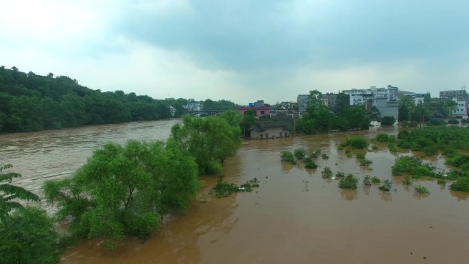 广西桂林暴雨后洪涝灾害航拍兴安县