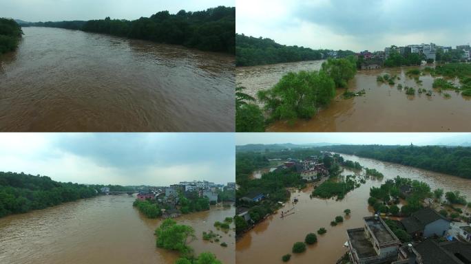 广西桂林暴雨后洪涝灾害航拍兴安县