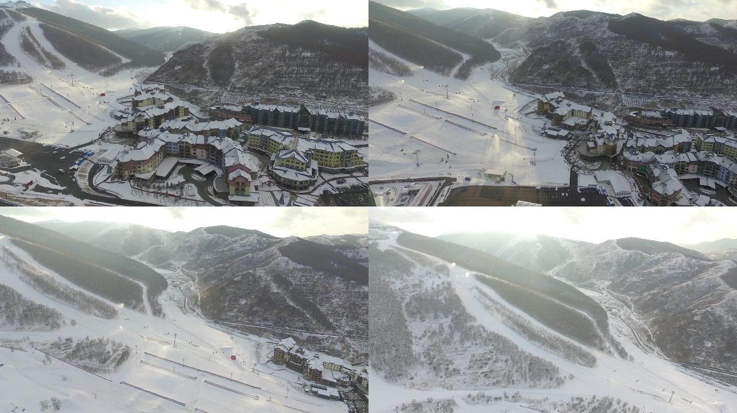 雪后太舞滑雪小镇航拍全景Dlog视频