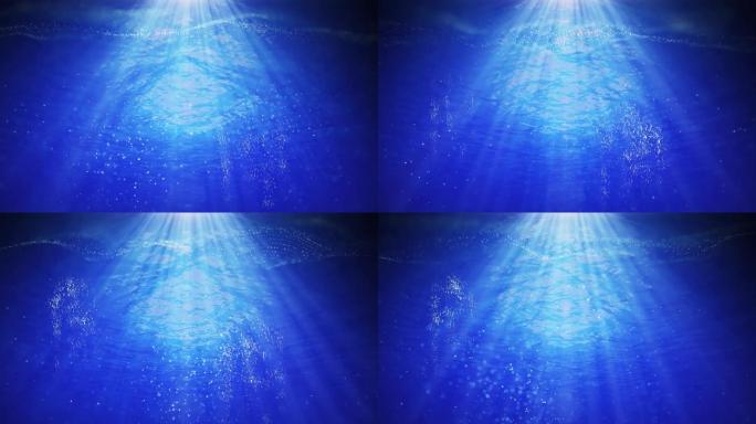 海底世界蓝色大海粒子波浪唯美抒情蓝色背景