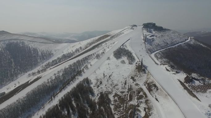 航拍雪场雪景雪道风景视频素材