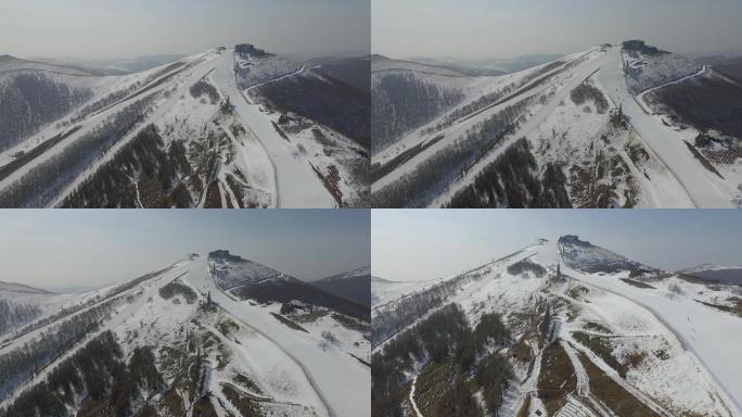航拍雪场雪景雪道风景视频素材