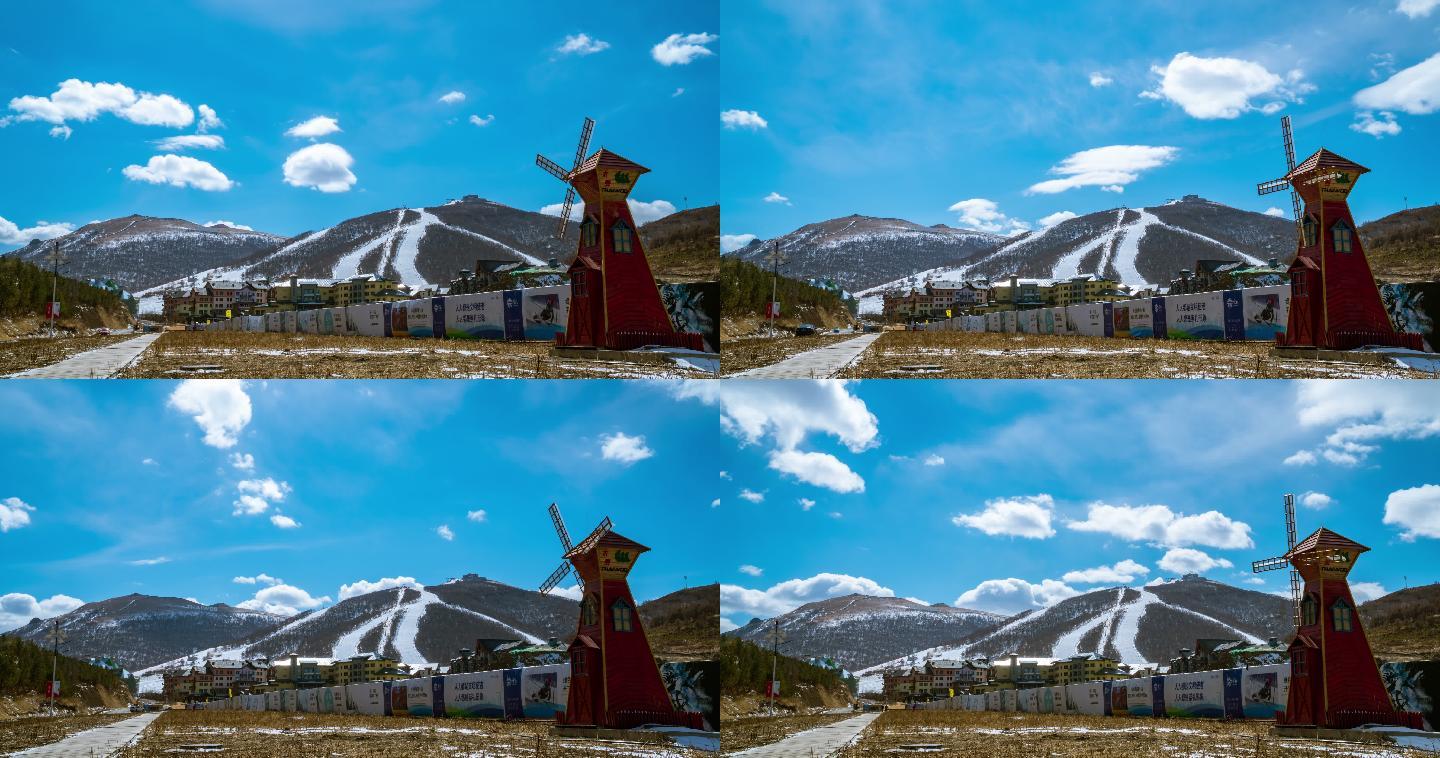 滑雪场风光摄影延时视频素材4K