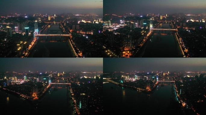 泸州航拍江阳区长江沱江一桥夜景