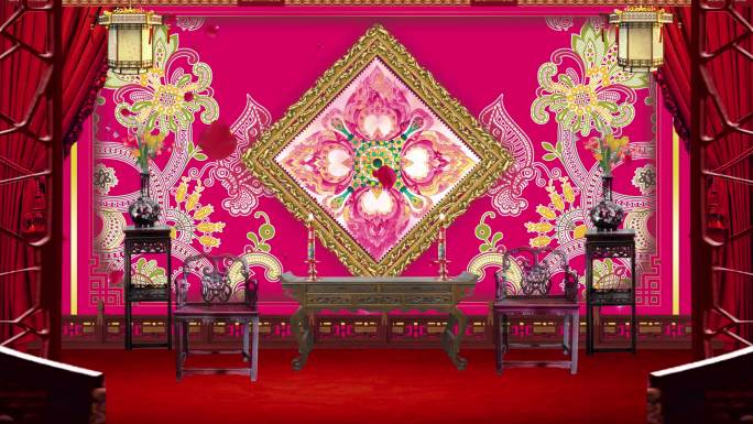 中式婚礼（旋转灯笼＋动态花盆＋桌椅）