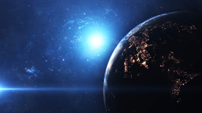 4K真实科幻立体蓝色地球浩瀚宇宙视频