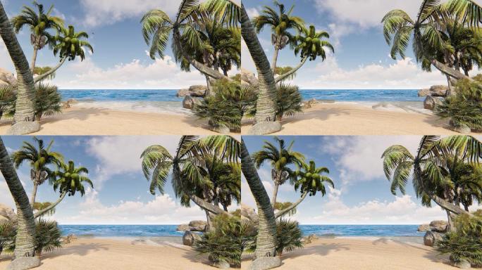 热带沙滩椰子树晴空万里