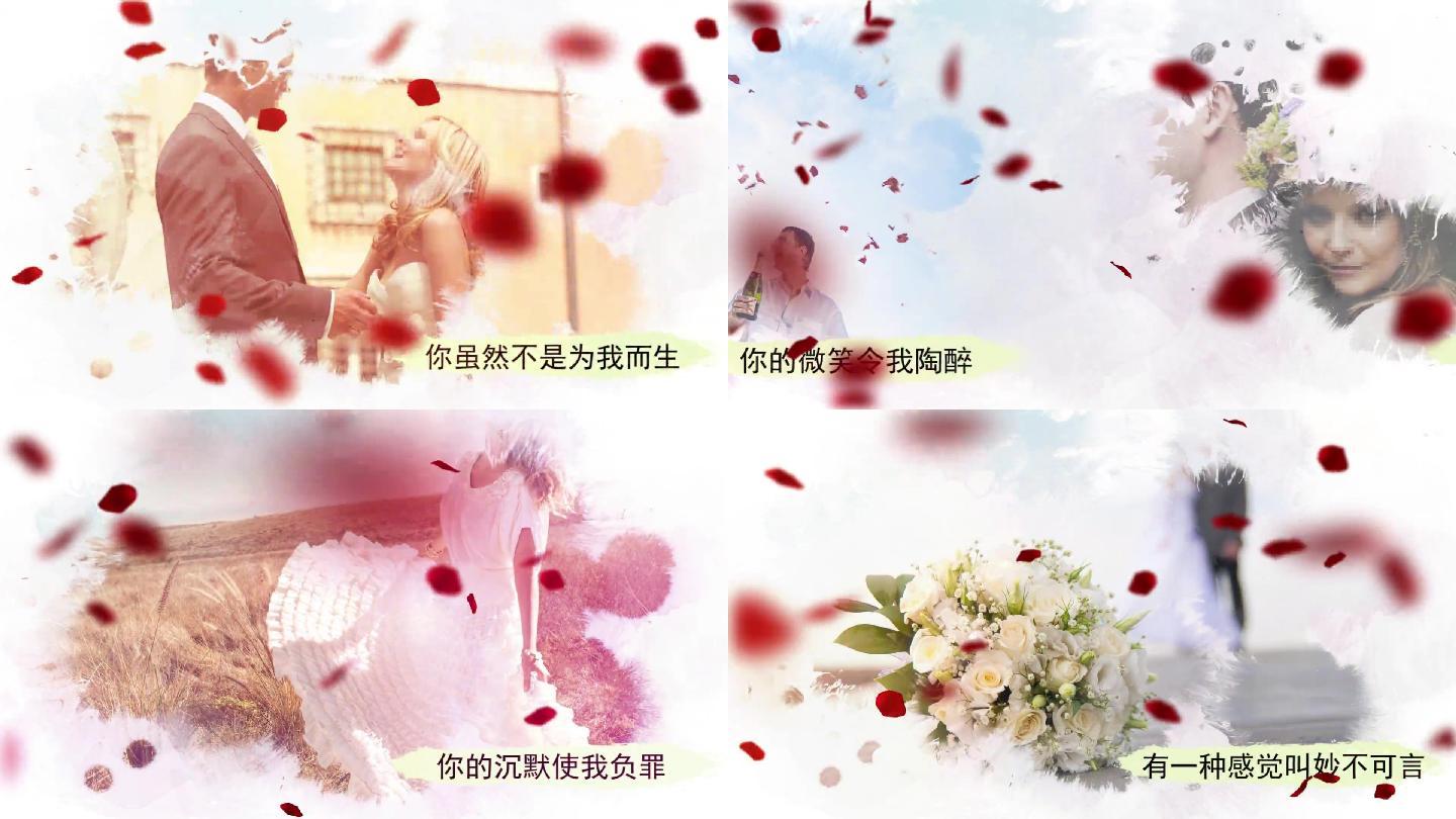 PR唯美浪漫水墨暈染婚禮展示模板