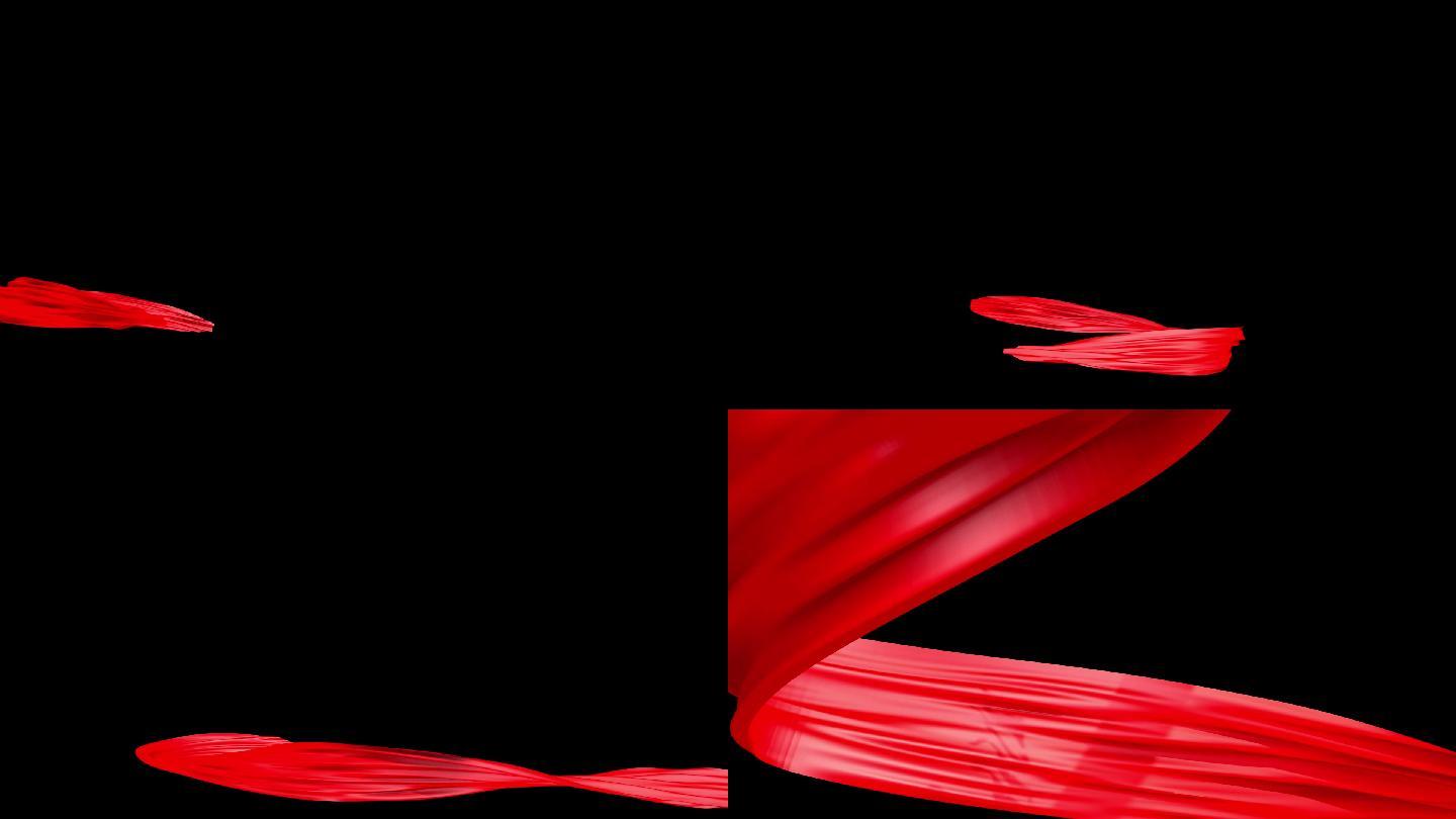 红色丝绸01带透明通道