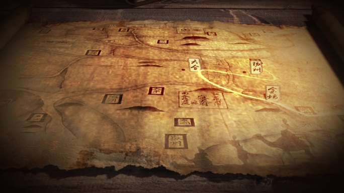 原创古代卷轴丝绸之路地图ae模板