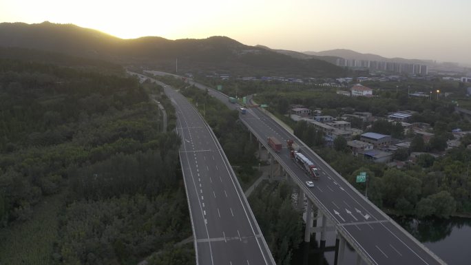 4K-log济南京沪高速路航拍