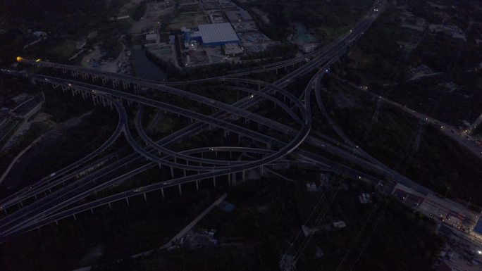 4K-log济南港沟立交桥航拍夜景