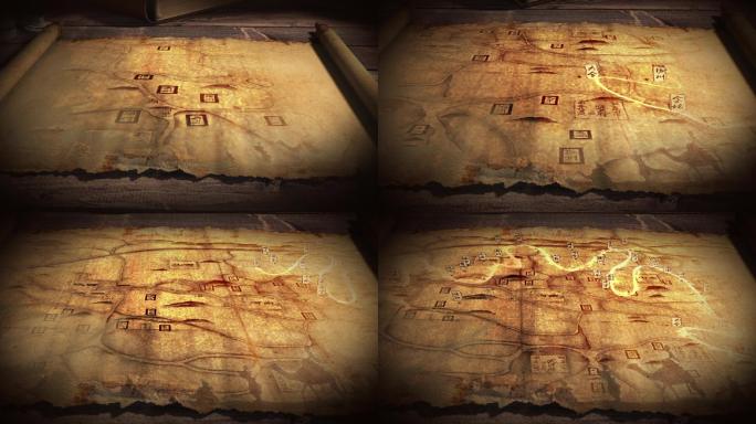 原创古代卷轴丝绸之路地图视频素材