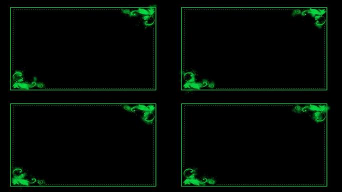 绿色花纹粒子边框