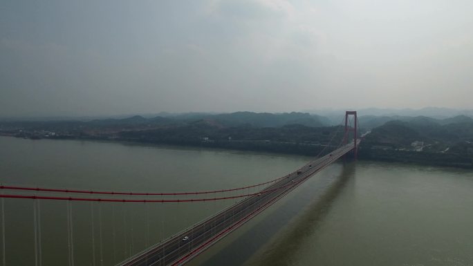 4K航拍宜昌长江公路大桥
