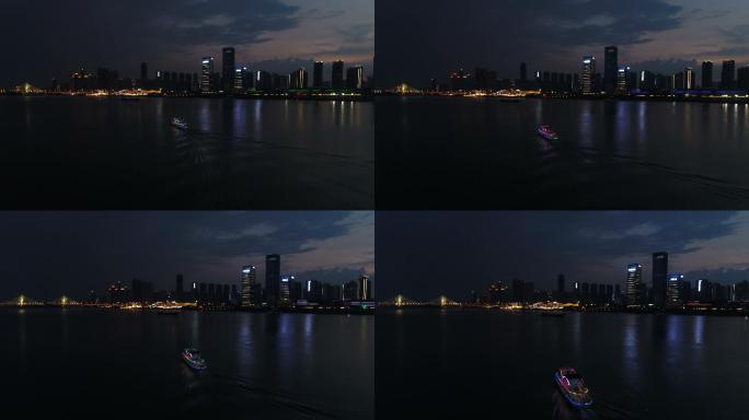 4K航拍湘江夜景