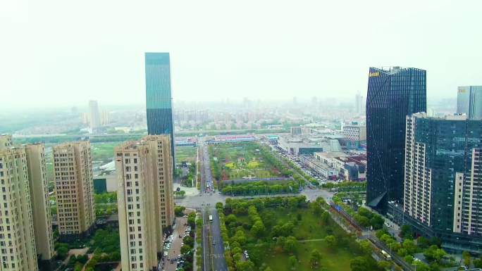 上海奉贤南桥镇高空航拍商业中心超清4K