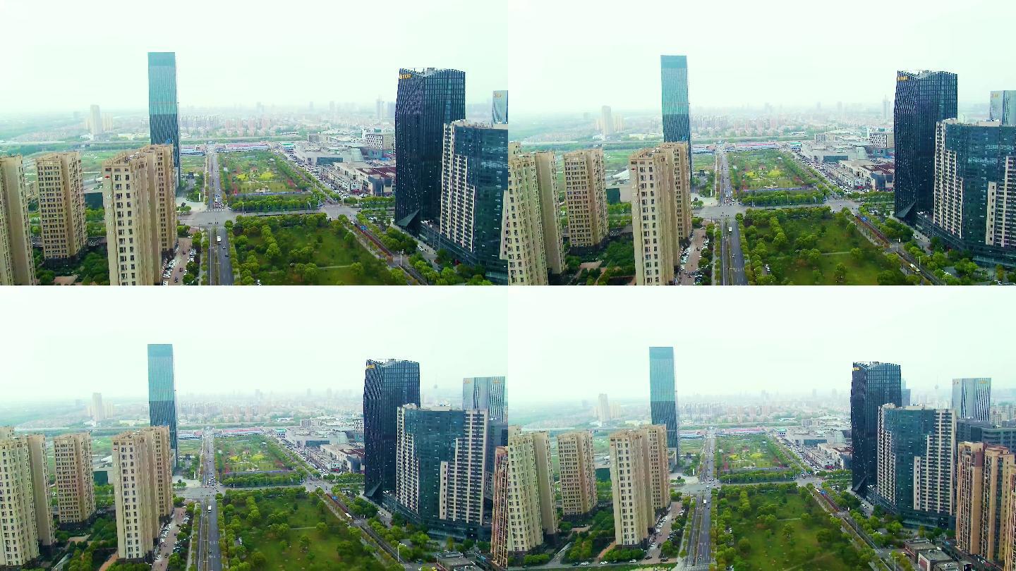 上海奉贤南桥镇高空航拍商业中心超清4K