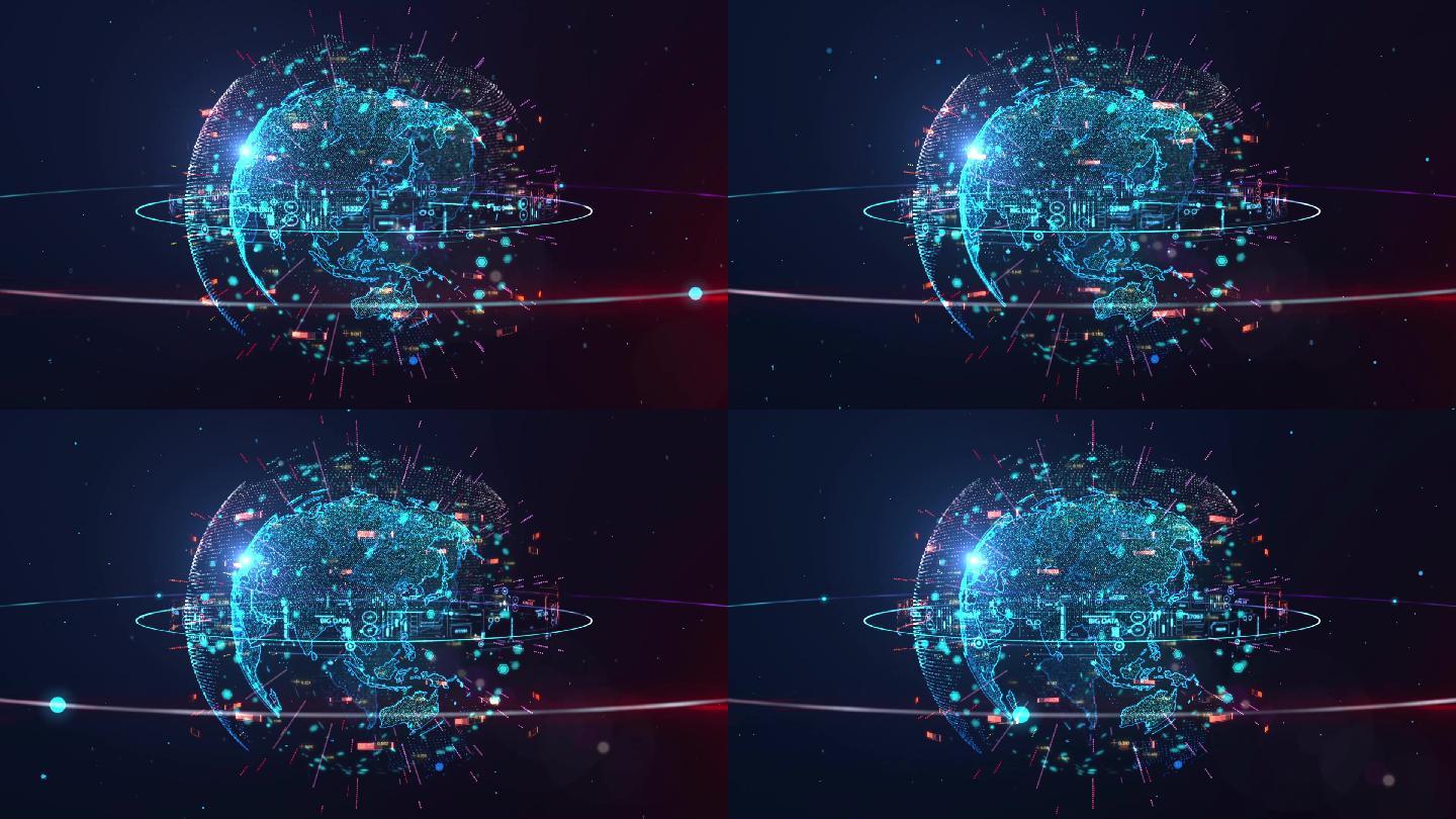 【素材】未来科技世界中国数据地球背景视频