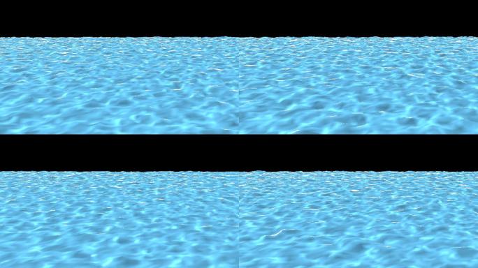 蓝色水面波纹一半水面向右流动带透明通道