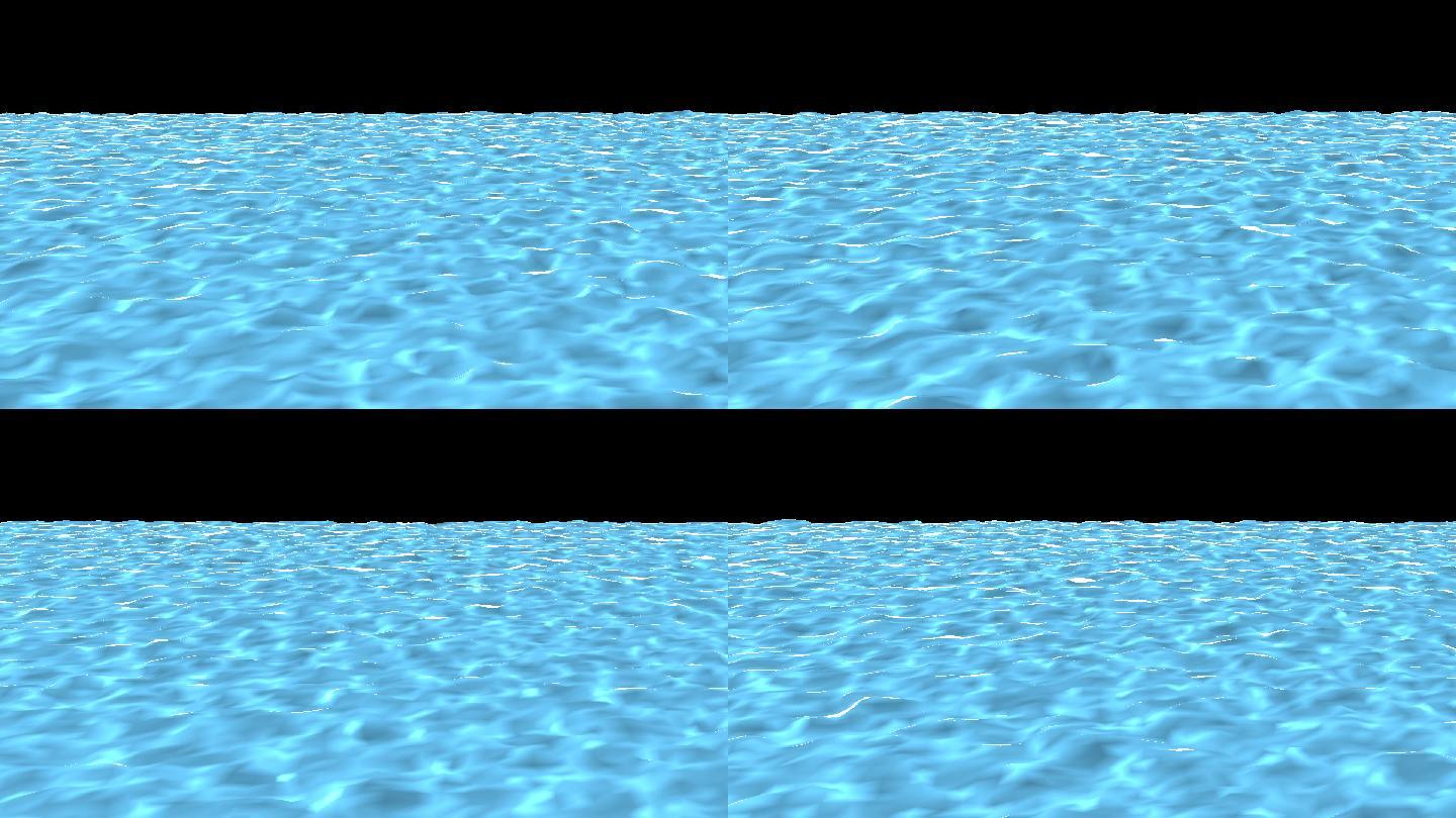 蓝色水面波纹一半水面向右流动带透明通道
