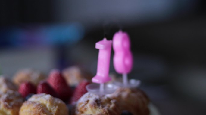 4k吹蜡烛十八岁生日切蛋糕、可商用