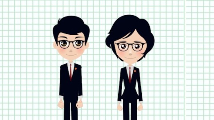 MG动画人物角色法院男女360度可换发型