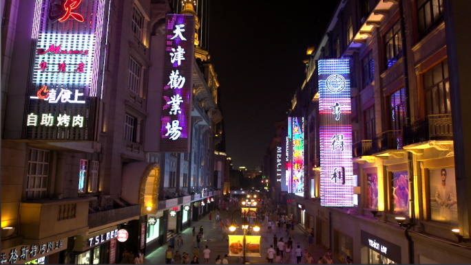 天津劝业场夜景高清素材