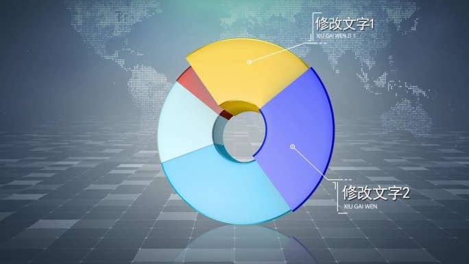 原创三维c4d饼状图5份特效合成ae模板