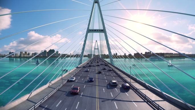 大桥跨海大桥高速公路三维场景