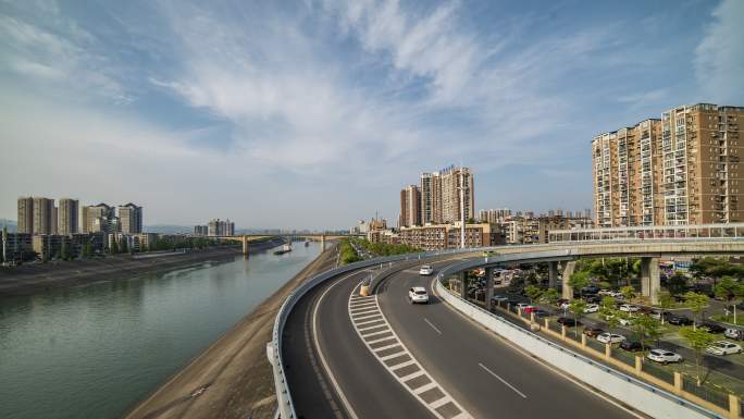宜昌城市延时摄影长江喜大桥引桥葛洲坝4k