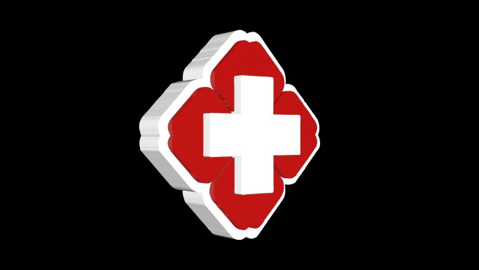 红十字标志LOGO旋转循环（带通道）