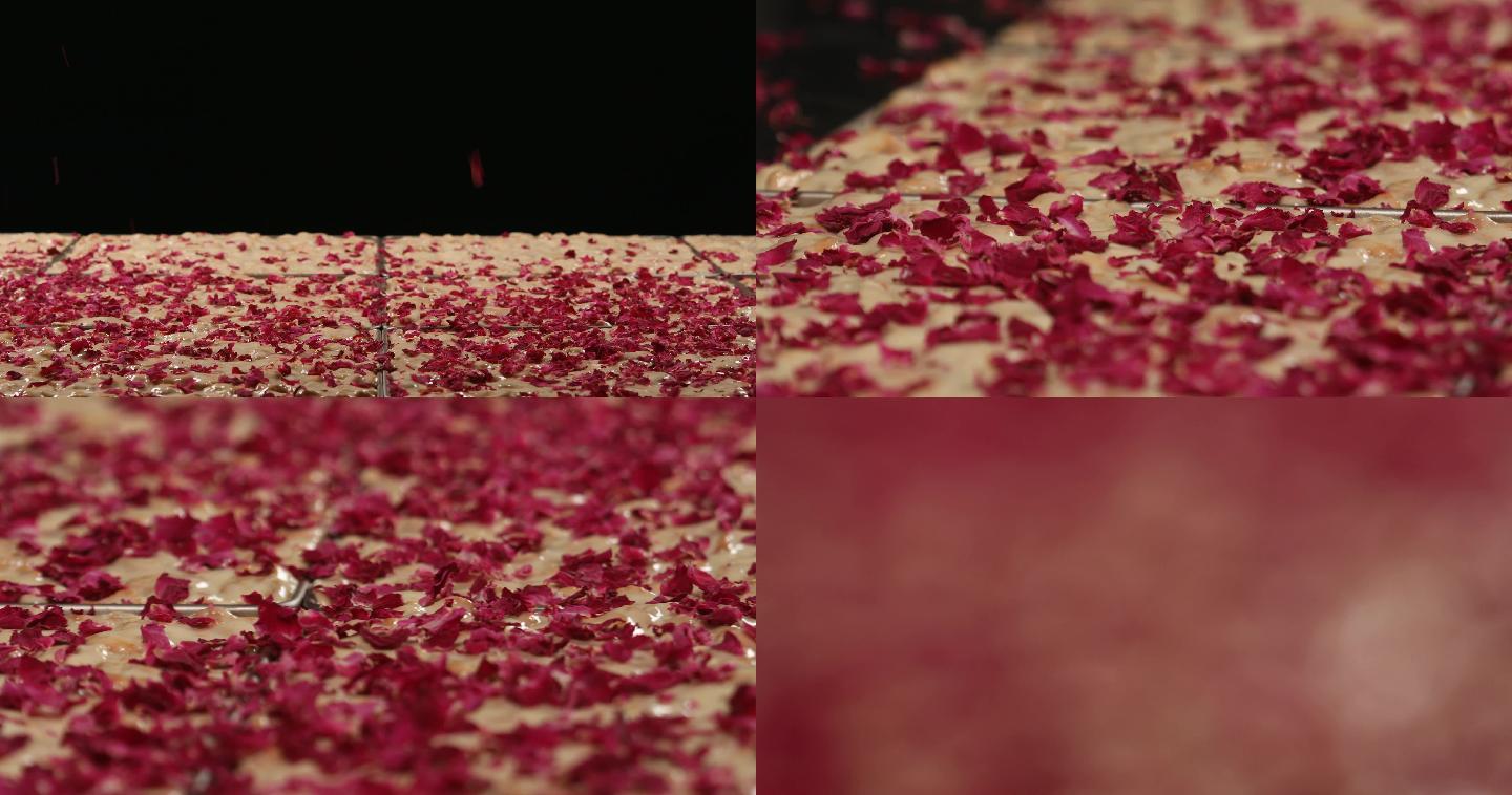 4K玫瑰花瓣洒落食品原材料表面02