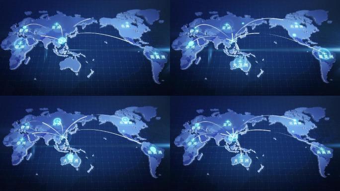 科技世界地图 辐射全球 AE模板 01