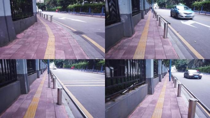 4K高清拐弯拍摄广州五一假期清净的街道