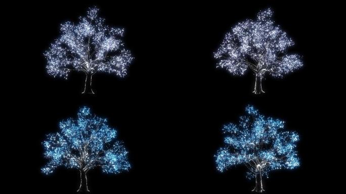 蓝色冰树水晶树4K循环带通道