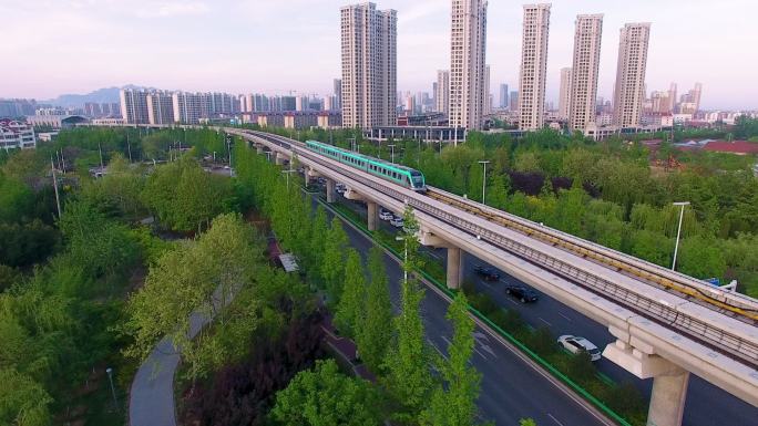 青岛地铁13号线双珠路地铁站航拍黄岛地铁