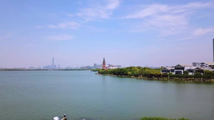 苏州独墅湖航拍4k超高清教堂风筝