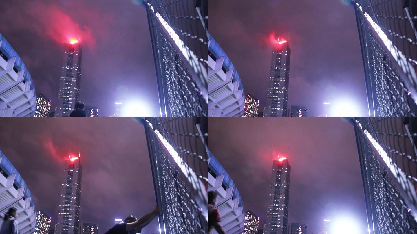 广州天河体育中心中信广场雨后夜晚景色