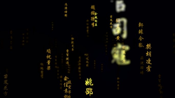 百家姓文字冲屏背景金色文字