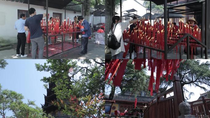 寺庙烧香香客雷峰塔苏州灵岩寺