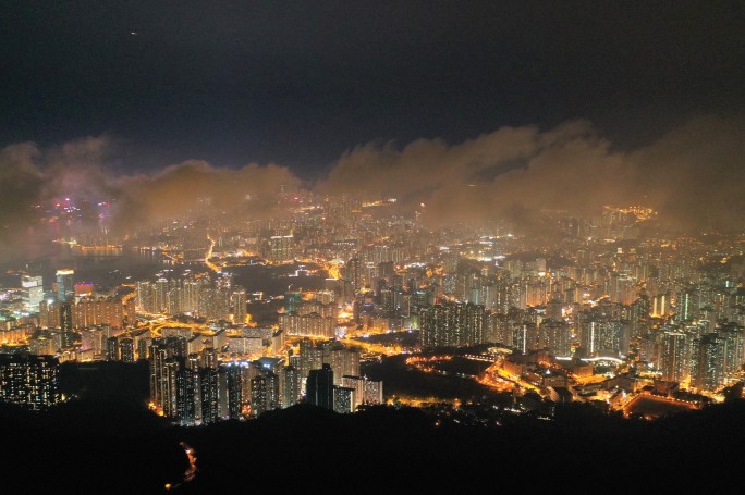 香港夜景飞鹅山