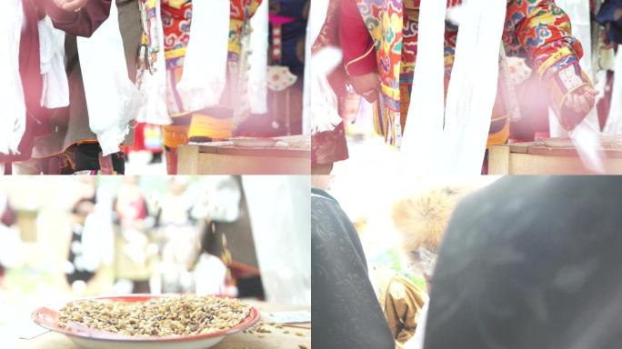 藏族结婚仪式戴哈达