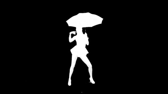 女人拿着伞跳舞（透明背景）