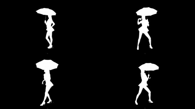 女人拿着伞跳舞（透明背景）