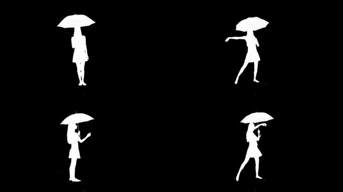 女人拿着伞跳抒情舞（透明背景）