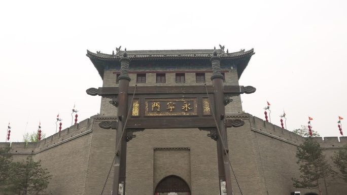 西安古城楼永宁门空镜大气滂沱